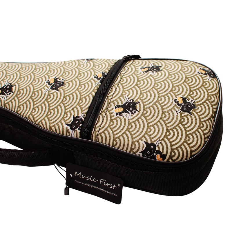 MUSIC FIRST Canvas Vintage Style "Fortune Cats (Maneki Neko)" Ukulele case ukulele bag ukulele gig bag (21 inch Soprano, Fortune Cats) - Image 5